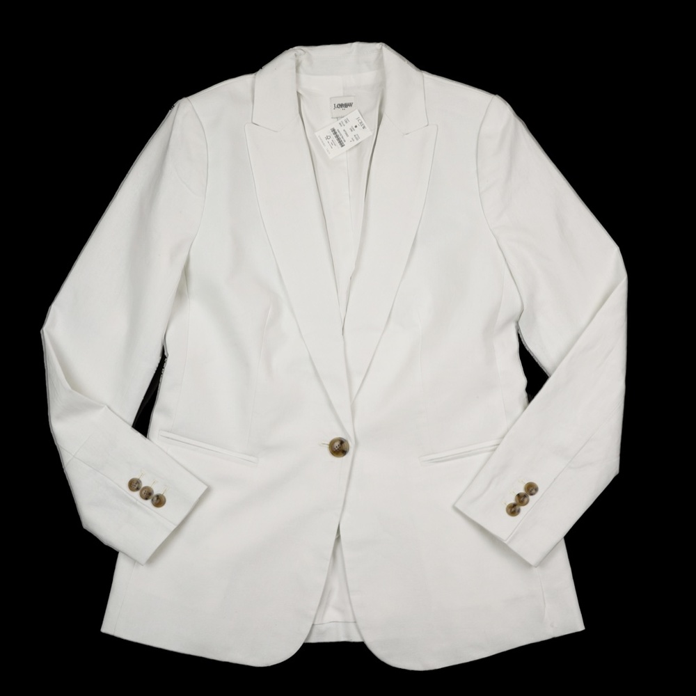 New JCREW Linen-Cotton Holland Blazer in White - Picture 2 of 4